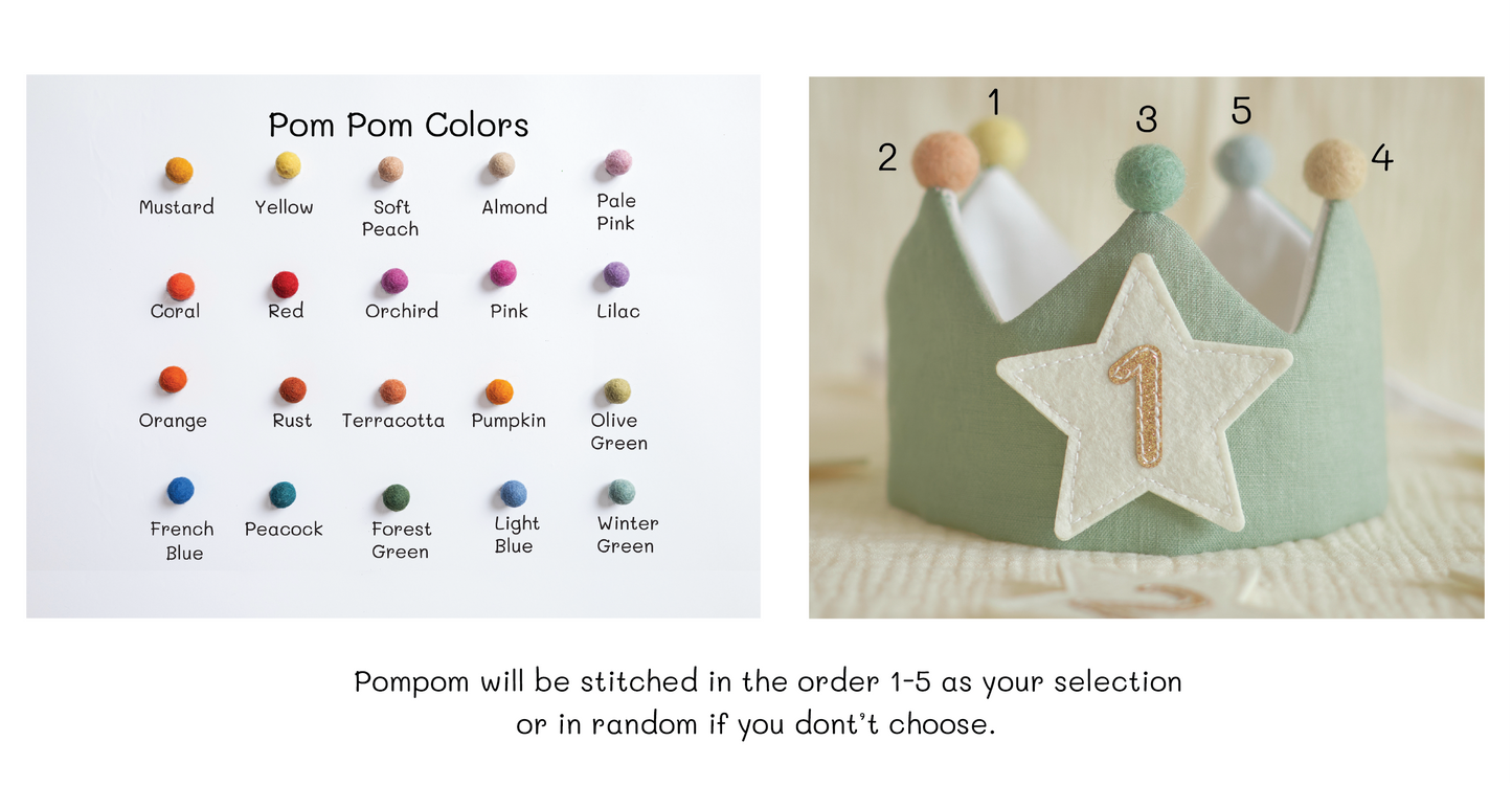 Customized Number and Star Linen Crown | Unique Gift and Keepsake for a Kid's Birthday