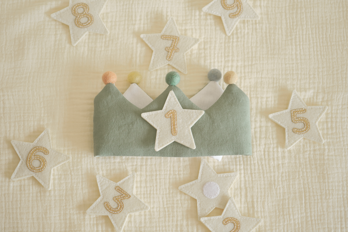 Customized Number and Star Linen Crown | Unique Gift and Keepsake for a Kid's Birthday