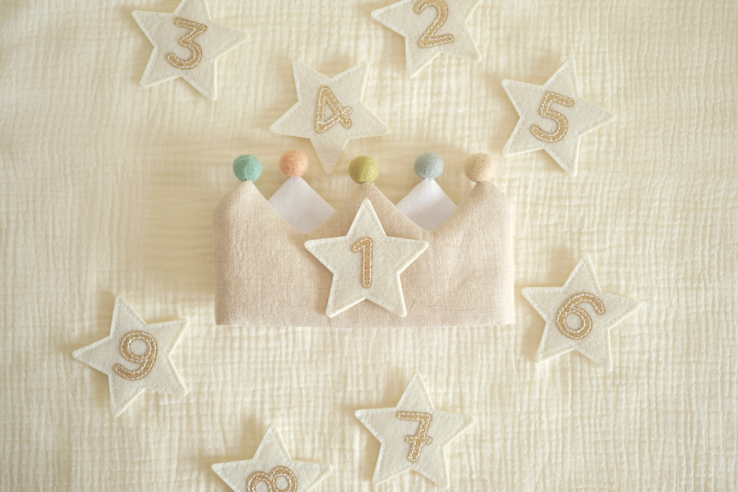 Customized Number and Star Linen Crown | Unique Gift and Keepsake for a Kid's Birthday