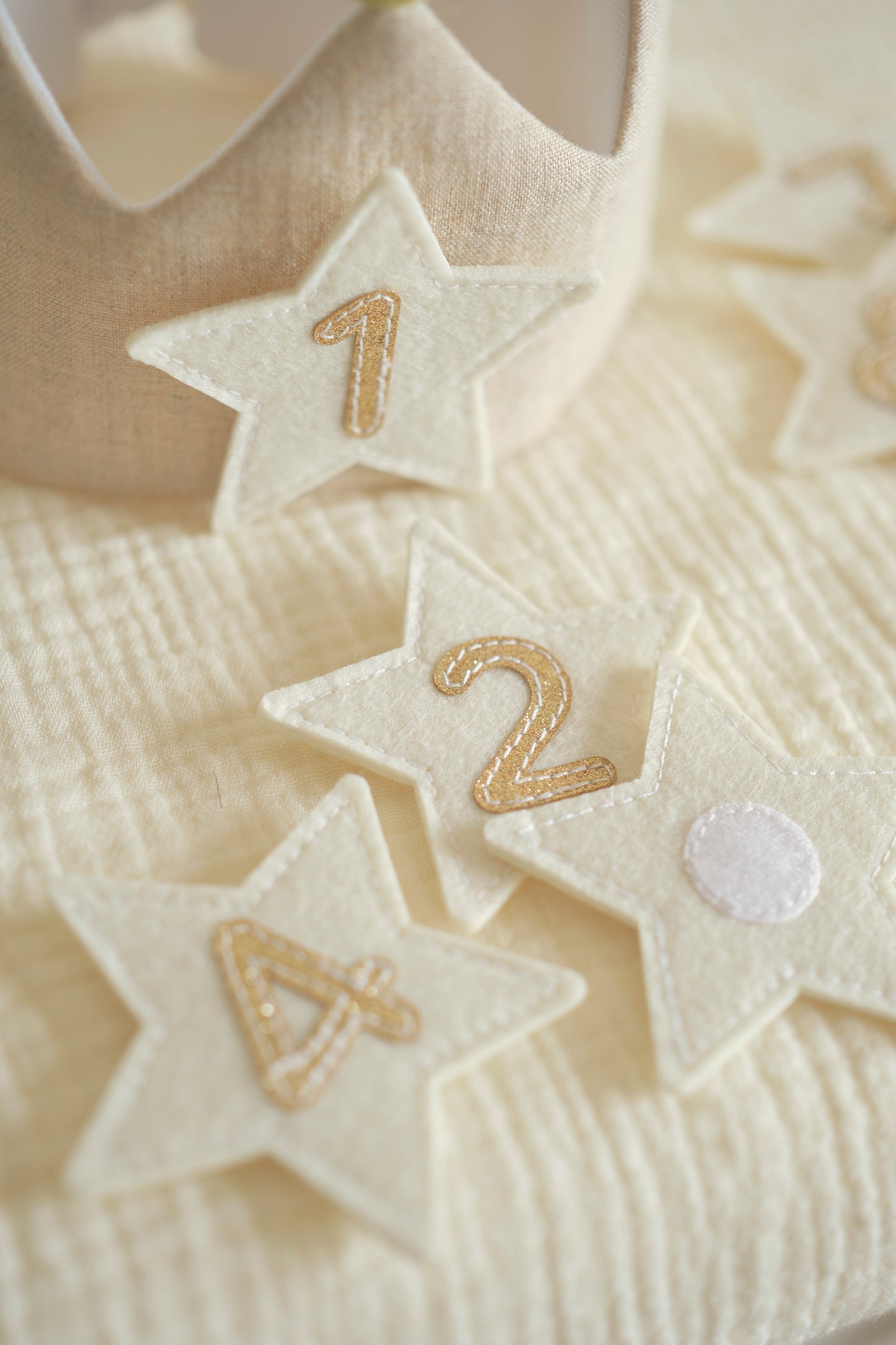Customized Number and Star Linen Crown | Unique Gift and Keepsake for a Kid's Birthday