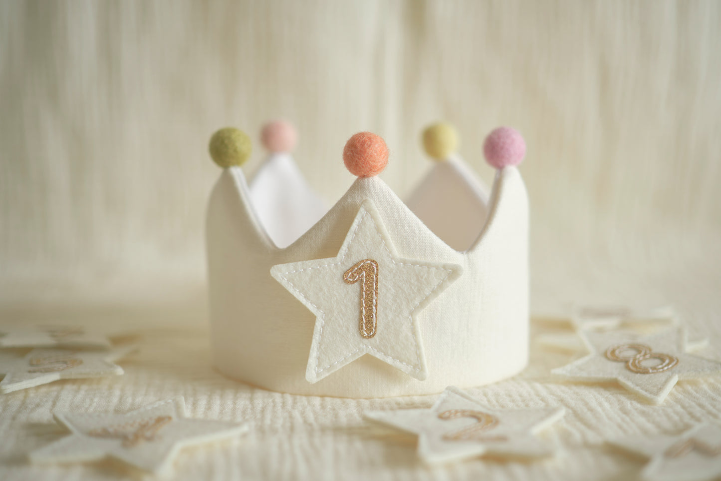 Customized Number and Star Linen Crown | Unique Gift and Keepsake for a Kid's Birthday