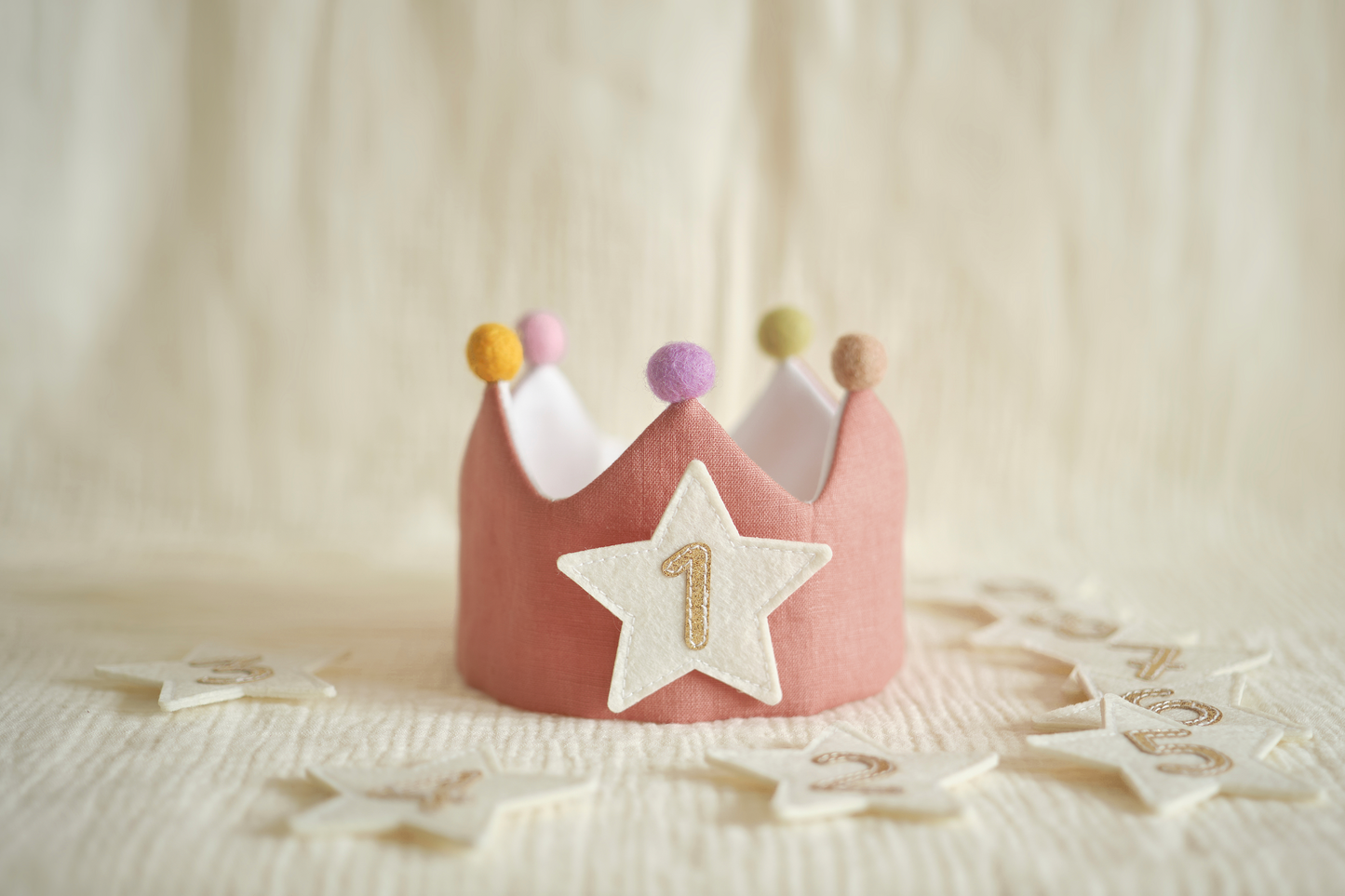 Customized Number and Star Linen Crown | Unique Gift and Keepsake for a Kid's Birthday