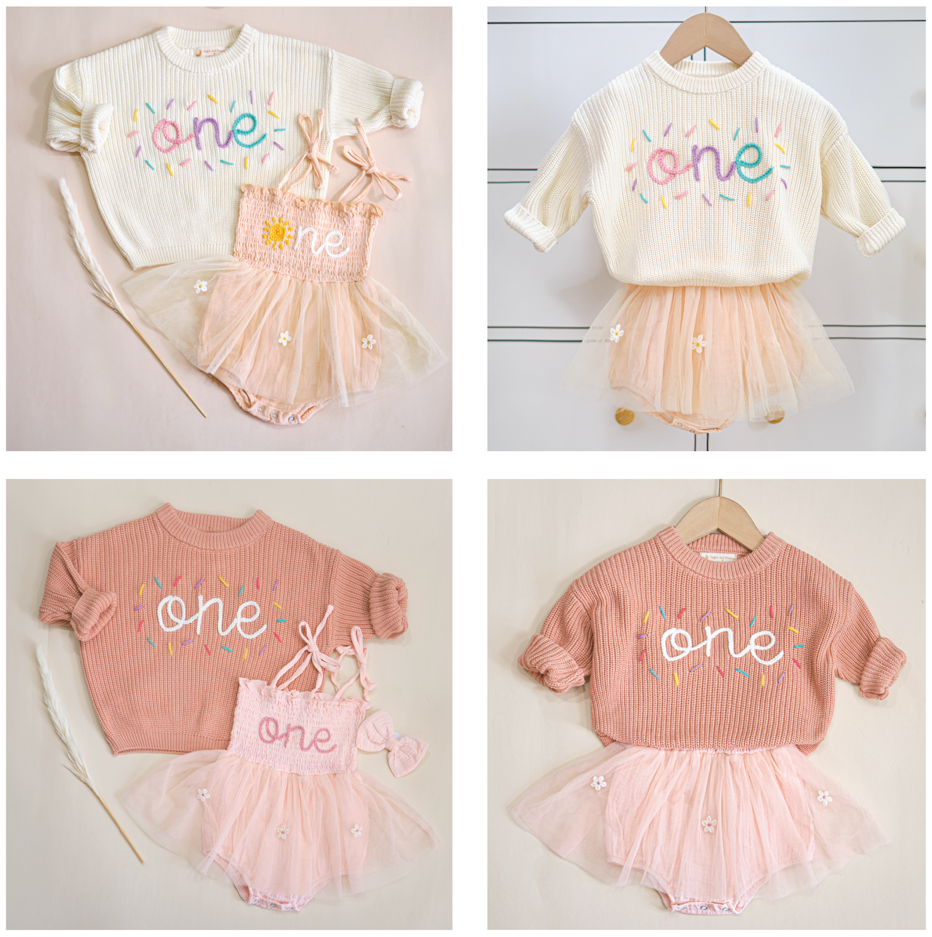 Hand Embroidered 1st Birthday One & Sprinkle Sweater | Boy and Girl Outfit | Unique Custom Gift