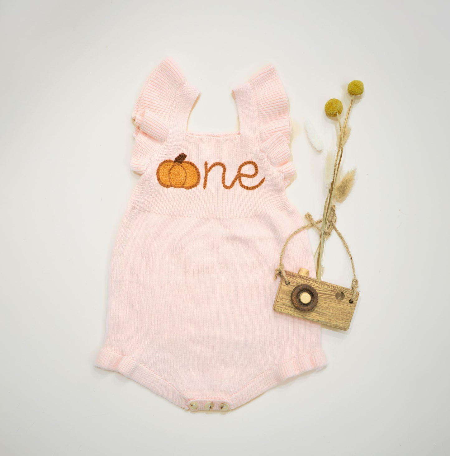 Personalized Hand Embroidered Baby Girl Ruffle Dress | Custom 1st Birthday Romper