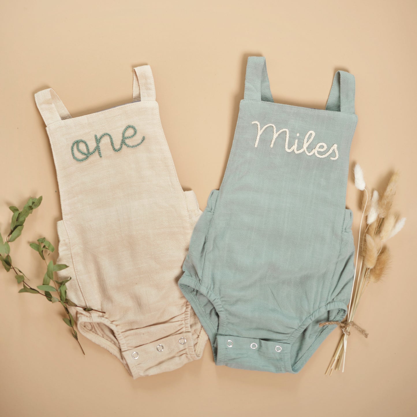 Custom Hand Embroidered Boy Romper