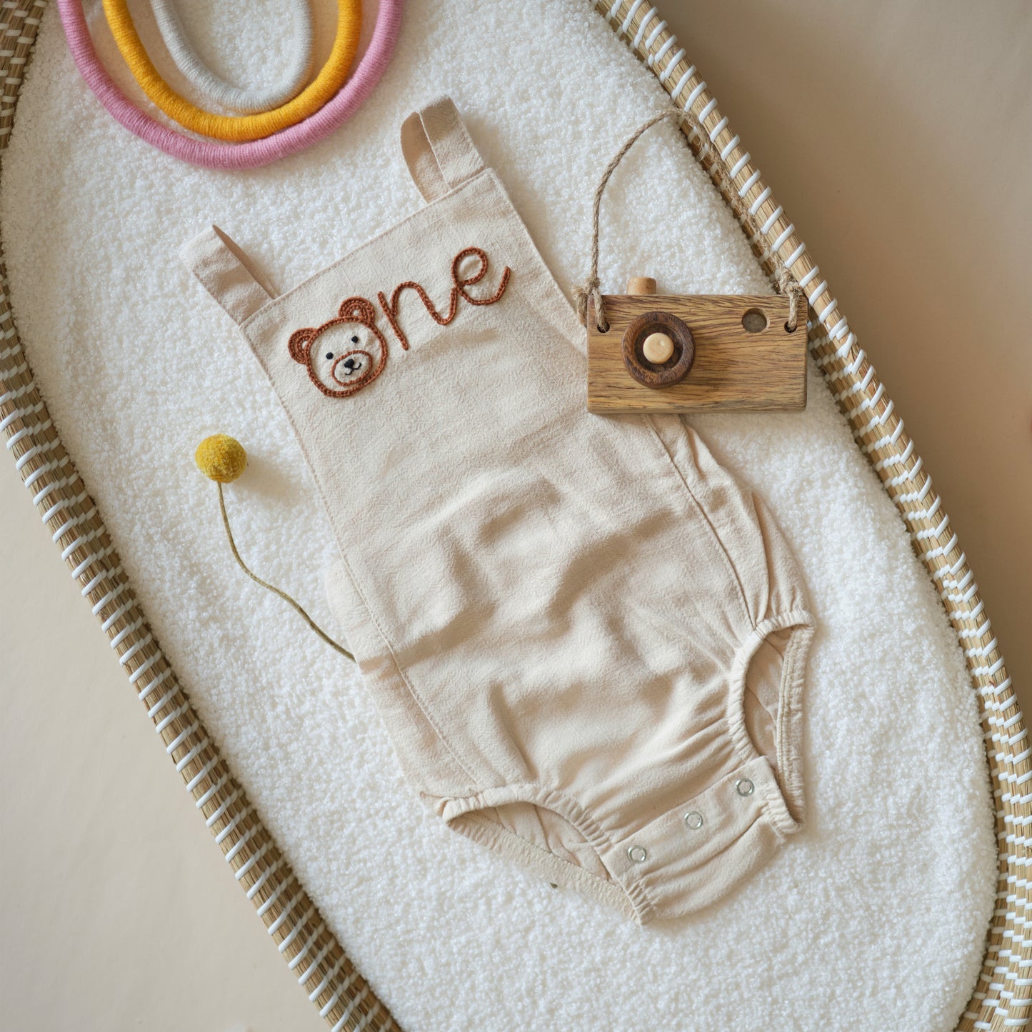 "One" Hand Embroidered Boy Romper samples 4
