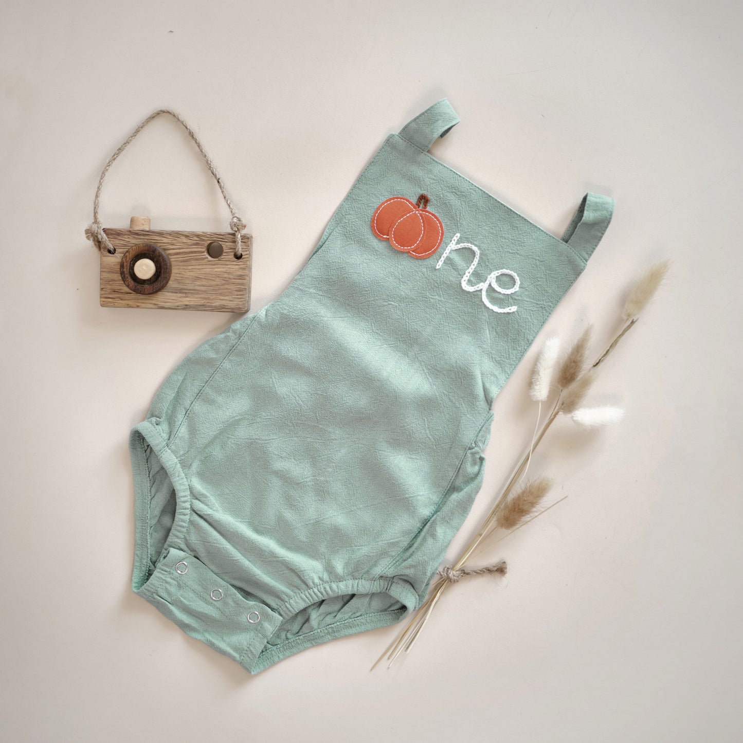 "One" Hand Embroidered Boy Romper samples 5