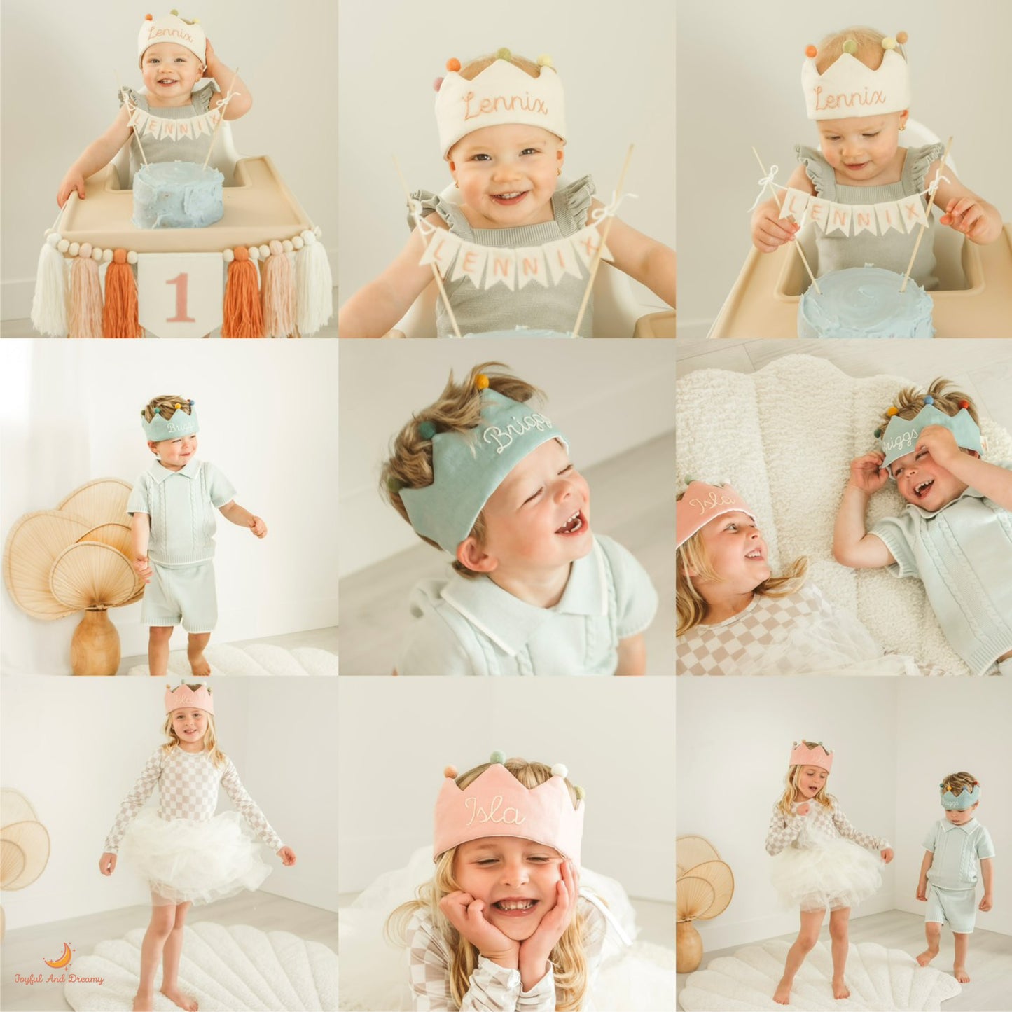 Personalized Hand Embroidered Linen Crown | Unique Gift and Keepsake for a Kid's Birthday