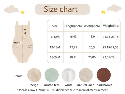 Custom Hand Embroidered Boy Romper Size Chart