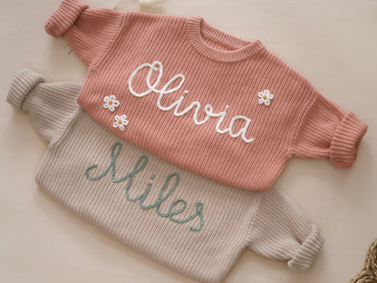 Custom Name Hand Embroidered Sweater