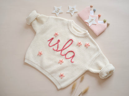 Custom Name Hand Embroidered Sweater