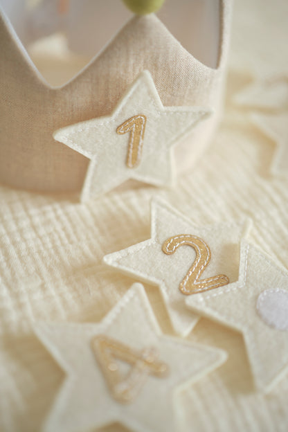 Number and Star Custom Linen Crown for Kids & Children's Birthday