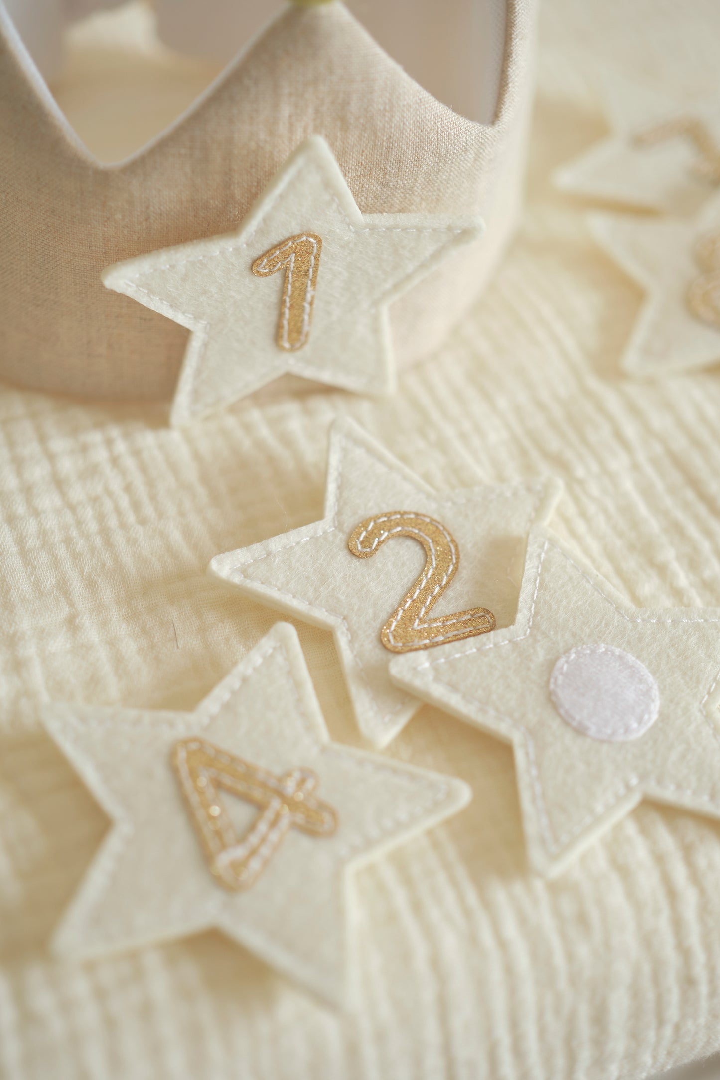 Number and Star Custom Linen Crown for Kids & Children's Birthday