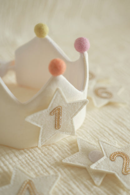 Number and Star Custom Linen Crown for Kids & Children's Birthday