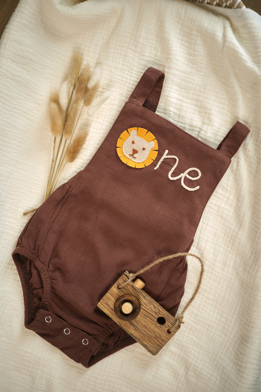 Personalized Custom Embroidered Linen Romper