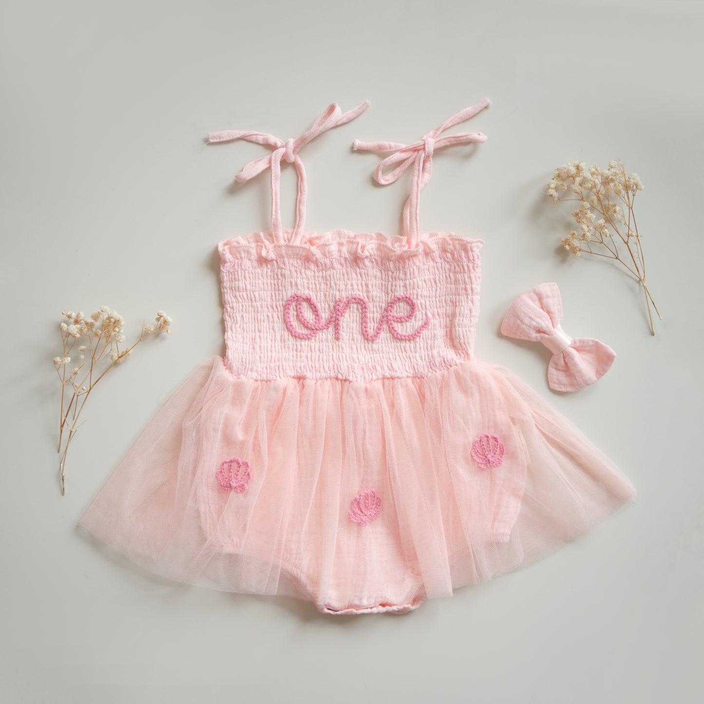 Hand Embroidered Girl Dress - First Birthday Romper -Personalized Gift