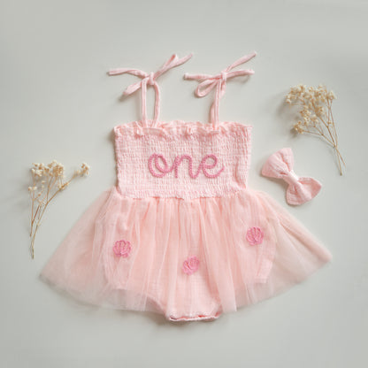 Hand Embroidered Girl Dress - First Birthday Romper -Personalized Gift