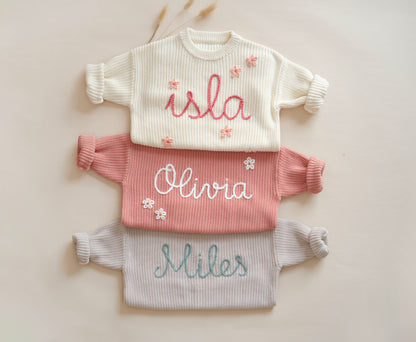 Hand Embroidered Personalized Birthday Sweater-Boy and Girl Custom Outfit