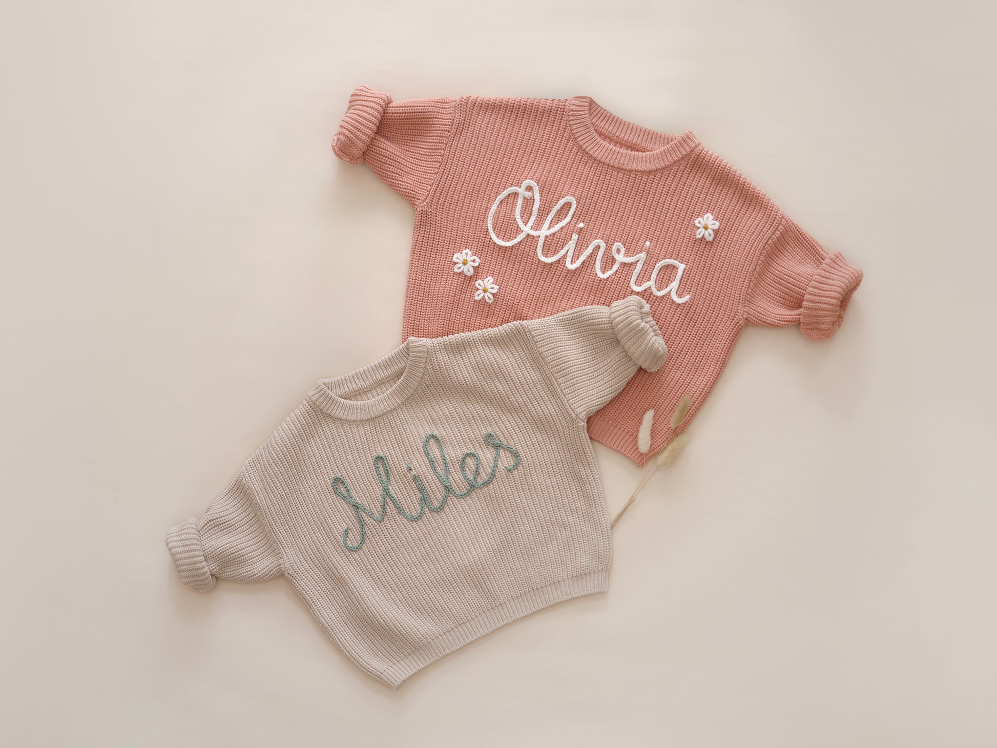 Hand Embroidered Personalized Birthday Sweater-Boy and Girl Custom Outfit Samples