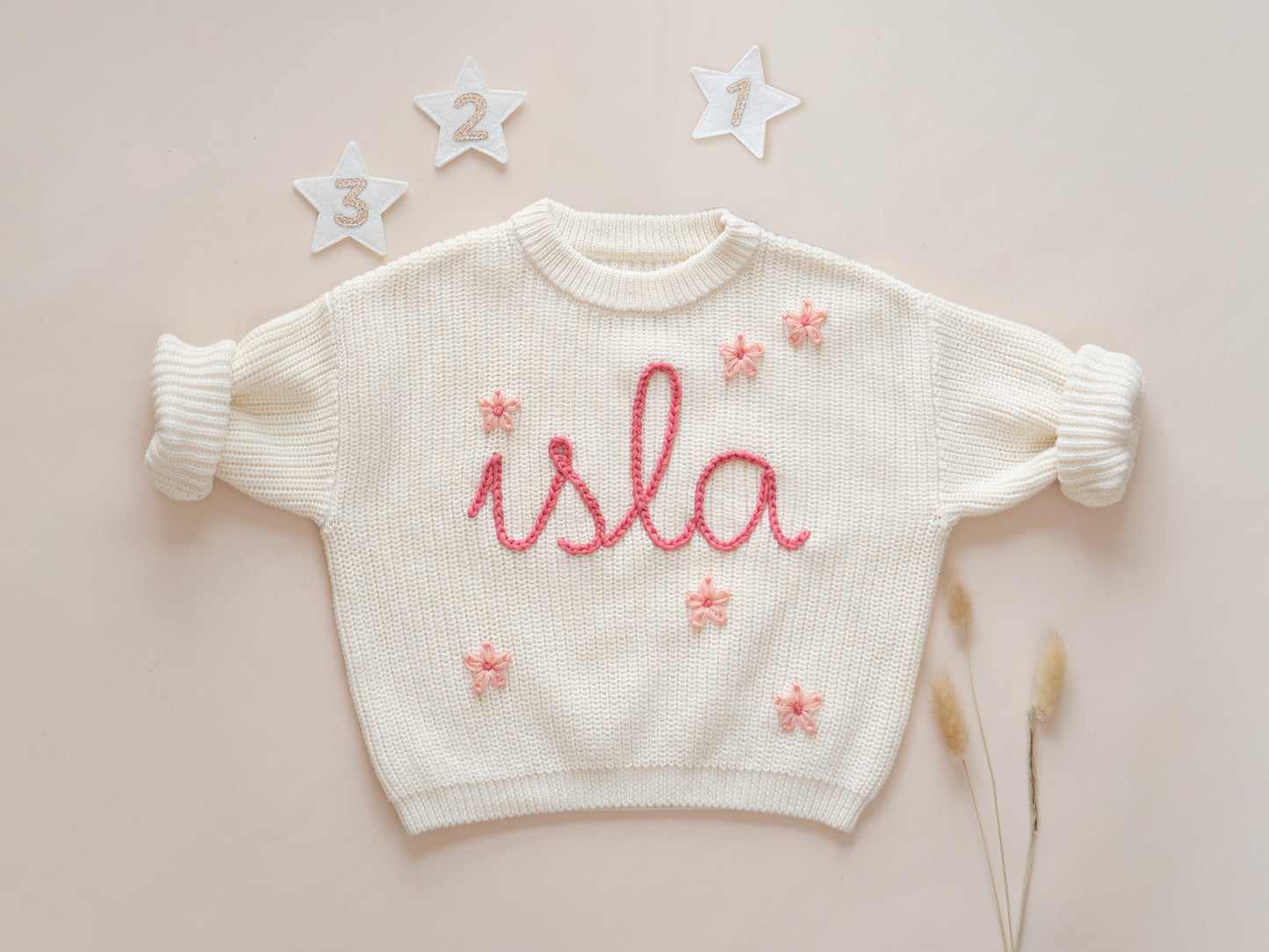 Hand Embroidered Personalized Birthday Sweater-Boy and Girl Custom Outfit Samples 2