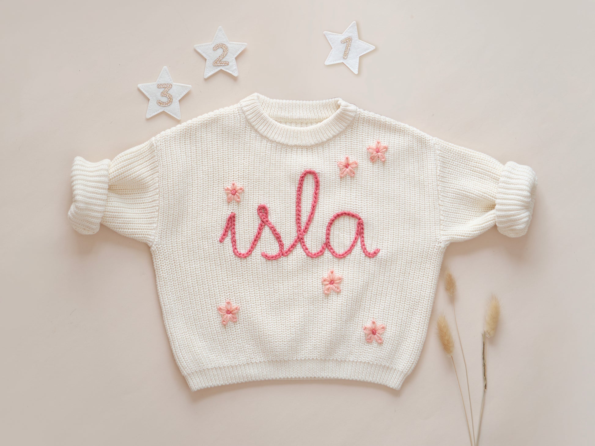 Hand Embroidered Personalized Birthday Sweater-Boy and Girl Custom Outfit Samples 2