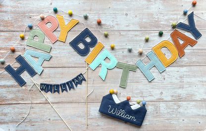 Happy Birthday Banner | Birthday Linen Garland