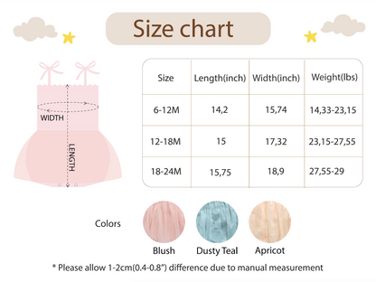 Personalized Hand Embroidered Girl Dress Size chart