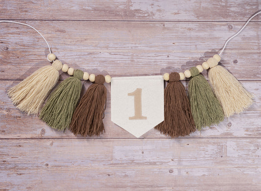 Personalized 1st Birthday Highchair Banner, Customized Yarn Tassel Garland